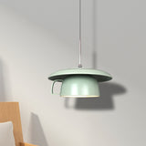 Green Finish Macaron Coffee-Cup Pendant Light: 1-Head Ceramic Led Ceiling Lamp