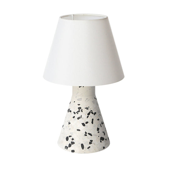 Modern Wide Flared Night Table Lamp With Marble Base And Fabric Shade