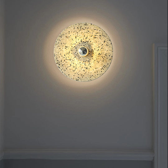 Terrazzo Wall Mounted Light: Designer Style 1-Bulb Sconce For Corridors In Beige & Lake Blue