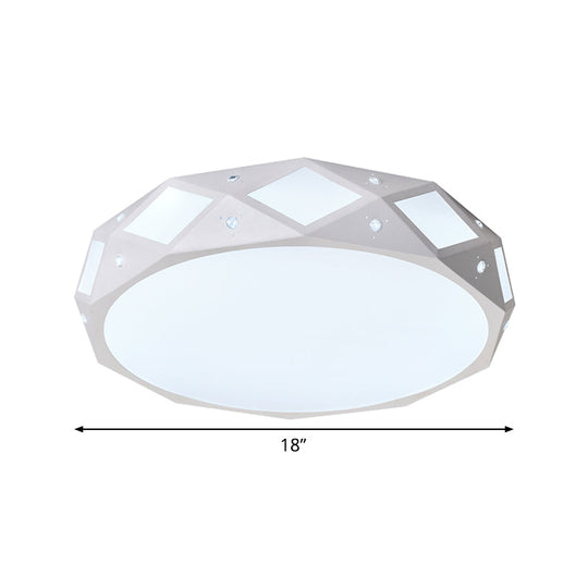 Contemporary Metallic Drum Flush Ceiling Light Fixture - Led White/Warm