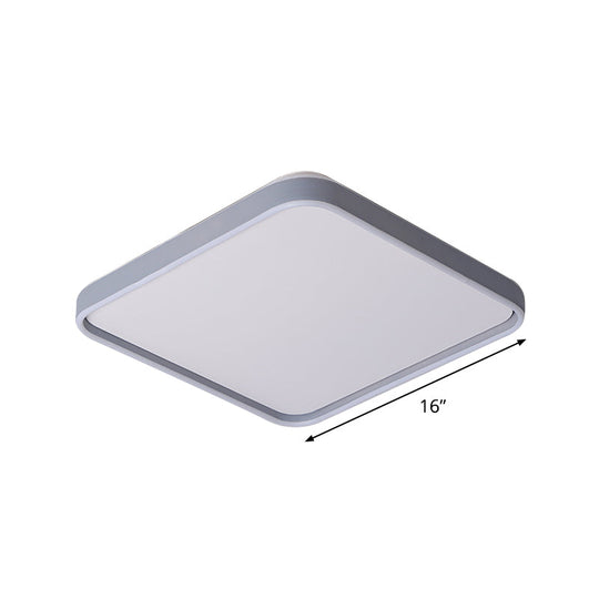 Modern Acrylic Flush Mount Ceiling Light In Grey For 16’/19.5’ Wide Spaces With Led Warm And