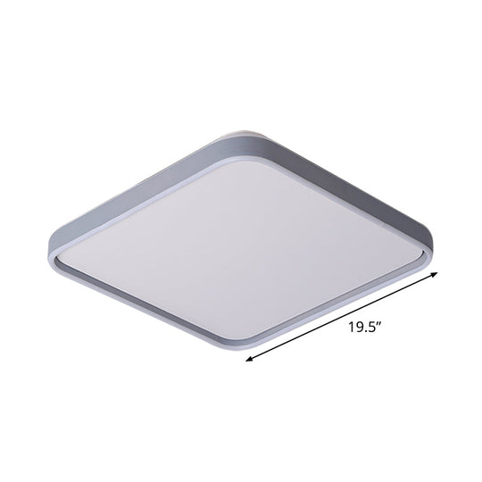 Modern Acrylic Flush Mount Ceiling Light In Grey For 16’/19.5’ Wide Spaces With Led Warm And