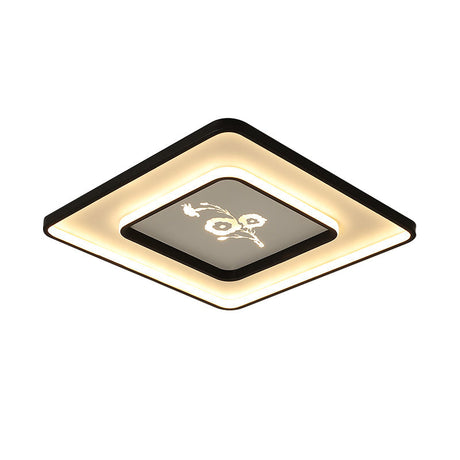 Modern Acrylic Led Ceiling Light Fixture In Black Square/Rectangular Flush Mount White/Warm