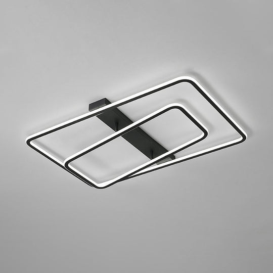 Rectangular Acrylic Led Flush Mount Light In Black - Warm/White Lighting