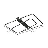 Rectangular Acrylic Led Flush Mount Light In Black - Warm/White Lighting