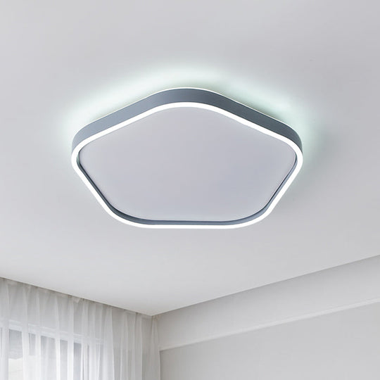 Minimalist Pentagon Ceiling Mounted Led Flushmount Light - Acrylic 16/19.5 Width Grey White/Warm /
