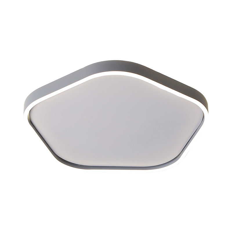 Minimalist Pentagon Ceiling Mounted Led Flushmount Light - Acrylic 16/19.5 Width Grey White/Warm