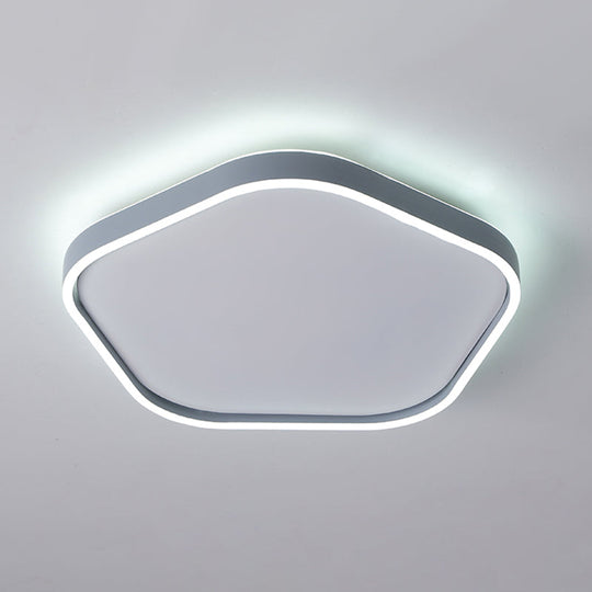 Minimalist Pentagon Ceiling Mounted Led Flushmount Light - Acrylic 16/19.5 Width Grey White/Warm