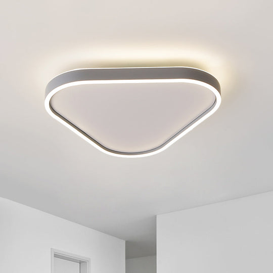 16’/19.5’ Triangle Bedroom Flush Light Fixture Acrylic Led Ceiling Lamp In Grey Warm/White /