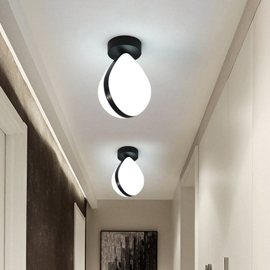 Waterdrop Led Flush Mount Ceiling Light In Warm/White For Corridor - Simple Acrylic Fixture White -