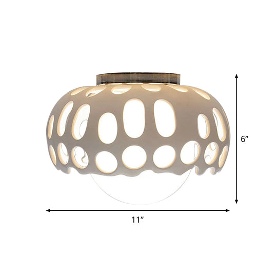 Modern Resin Hollow - Out Dome Flushmount Ceiling Light - White 1 11’/13’ Wide