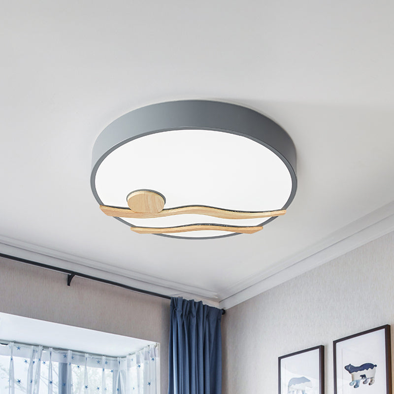 Modern Led Iron Flush Mount Ceiling Lamp For Bedroom - White/Grey Finish 16’/19.5’ Wide Grey / 16’