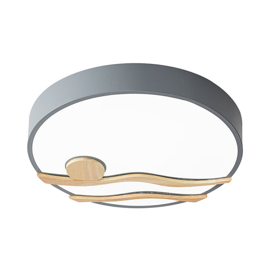 Modern Led Iron Flush Mount Ceiling Lamp For Bedroom - White/Grey Finish 16/19.5 Wide