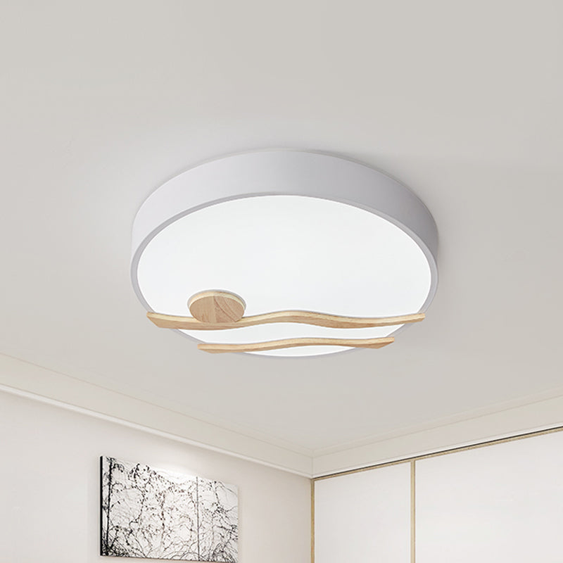 Modern Led Iron Flush Mount Ceiling Lamp For Bedroom - White/Grey Finish 16/19.5 Wide