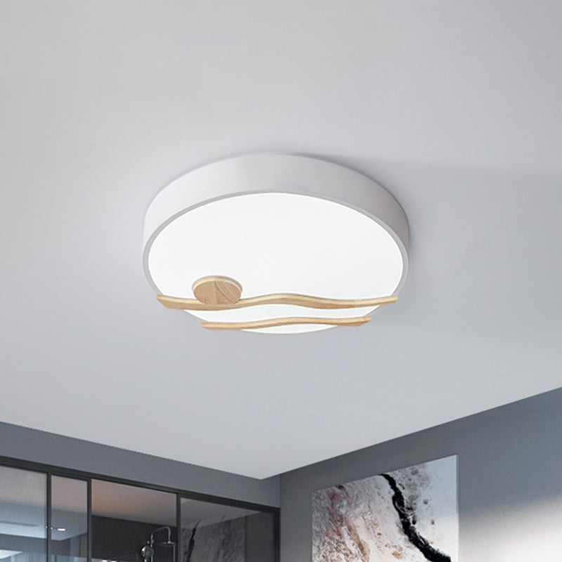 Modern Led Iron Flush Mount Ceiling Lamp For Bedroom - White/Grey Finish 16/19.5 Wide
