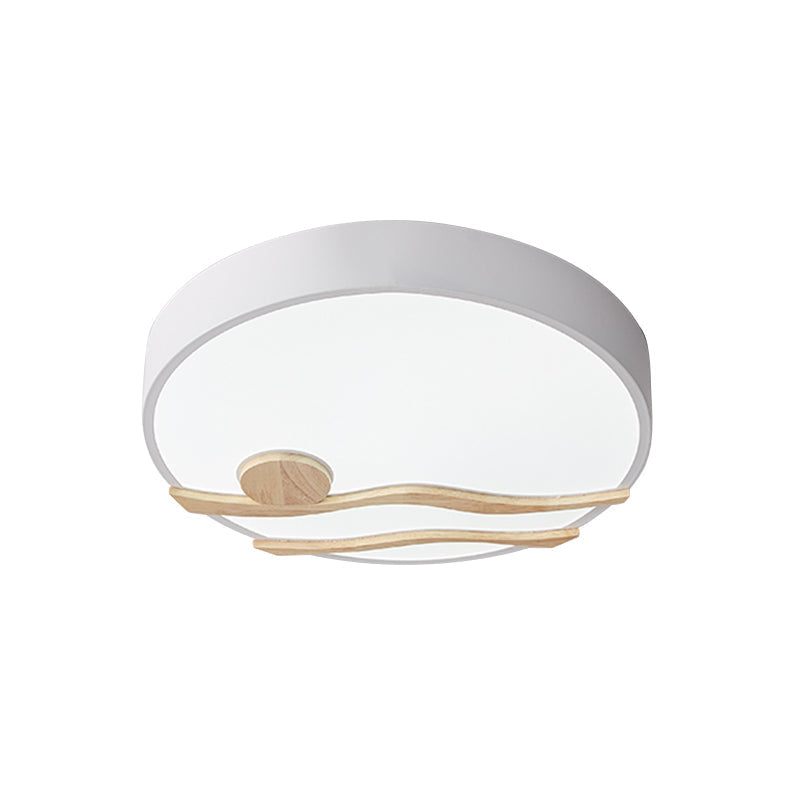 Modern Led Iron Flush Mount Ceiling Lamp For Bedroom - White/Grey Finish 16’/19.5’ Wide