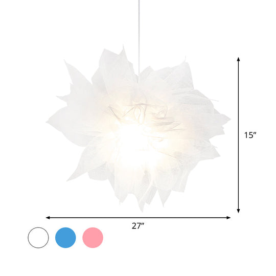 Modern Flower Ceiling Pendant Light - Sheer 1 18/27 Width White/Blue/Pink Perfect For Bedrooms