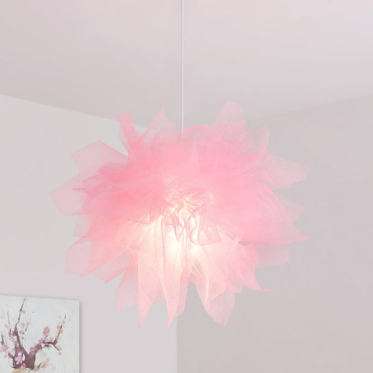 Modern Flower Ceiling Pendant Light - Sheer 1 18/27 Width White/Blue/Pink Perfect For Bedrooms Pink