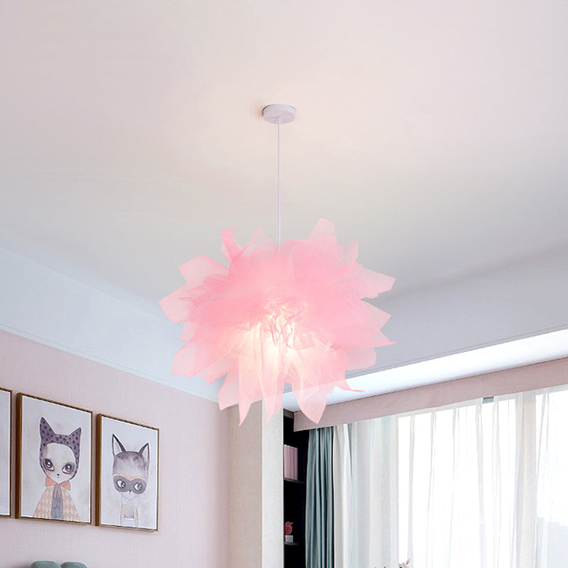 Modern Flower Ceiling Pendant Light - Sheer 1 18/27 Width White/Blue/Pink Perfect For Bedrooms