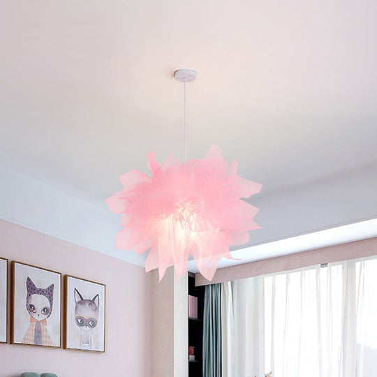 Modern Flower Ceiling Pendant Light - Sheer 1 18/27 Width White/Blue/Pink Perfect For Bedrooms