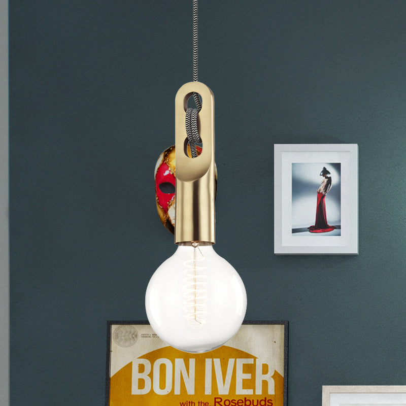 Vintage Gold Bulb Shape Suspension Light - Clear Glass Pendant Lamp With Hanging Rope