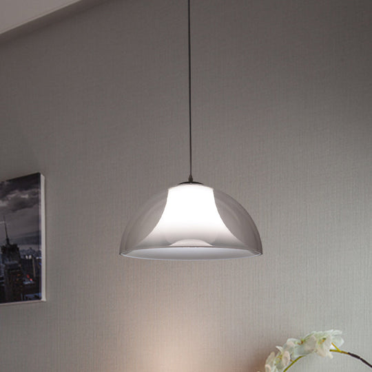 Simple Black Semicircle Pendant Light With Clear Glass - 1 Bulb Ceiling Lamp