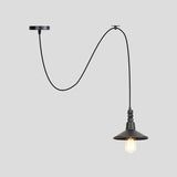 Industrial Iron Saucer Pendant Light Fixture - Black 1-Light Ceiling Lamp For Corridor