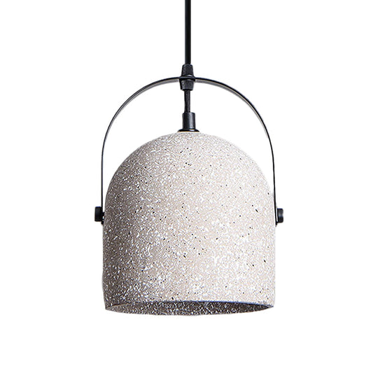 Vintage Cement Dome Pendant Light With Handle - White Black Grey For Hallways
