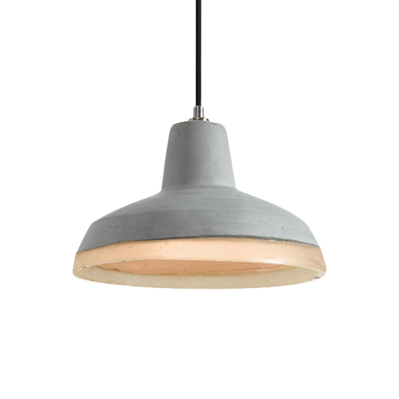 Industrial-Style Cement Grey Hanging Pendant Ceiling Lamp - Cone/Bowl/Dome Design 1-Light Resin