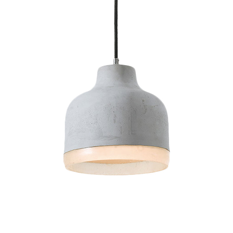 Industrial-Style Cement Grey Hanging Pendant Ceiling Lamp - Cone/Bowl/Dome Design 1-Light Resin