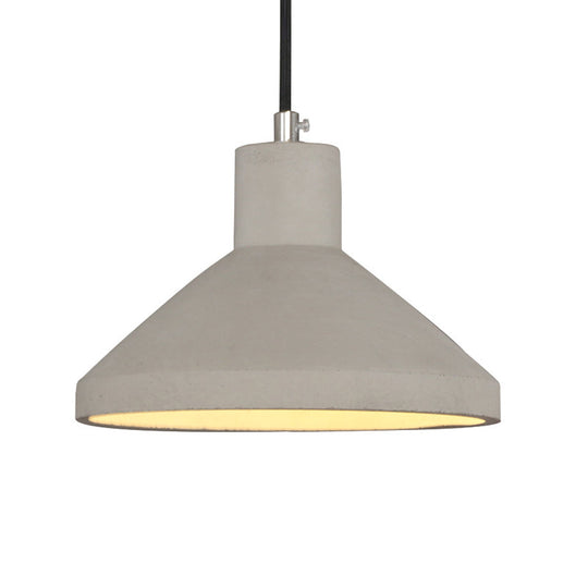 Flare Coffee House Pendant Lamp - Antiqued Cement 1-Bulb Grey Hanging Light Kit