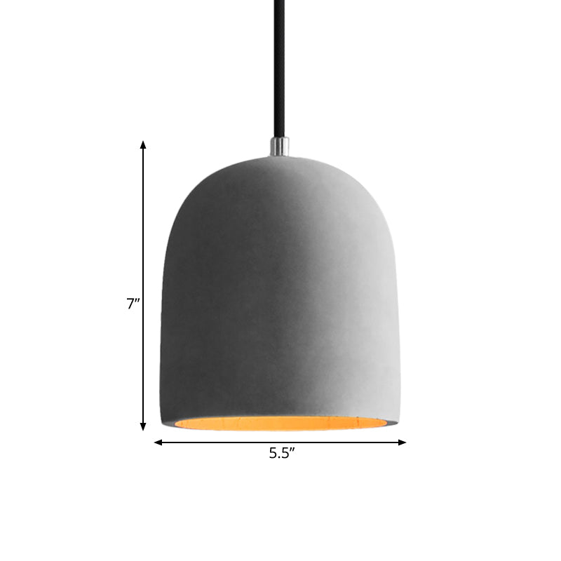 Vintage Cement Dome Ceiling Light In Grey - 1-Light Mini Pendant Lamp For Restaurants