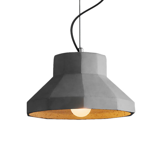 Vintage Cement Dome Ceiling Light In Grey - 1-Light Mini Pendant Lamp For Restaurants
