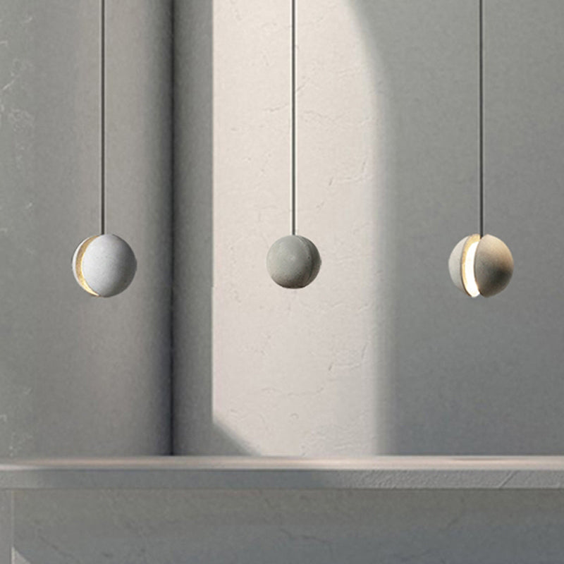 Sleek Grey Cement Hanging Pendant Light: Vintage 1-Light Ceiling Lamp For Living Room