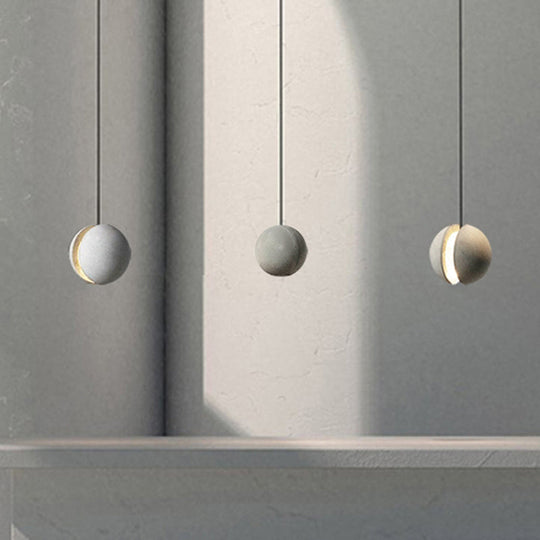 Sleek Grey Cement Hanging Pendant Light: Vintage 1-Light Ceiling Lamp For Living Room