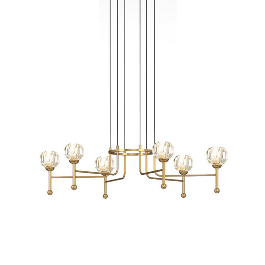 Modernist Crystal Brass Led Pendant Lamp - 6/8-Bulb Diamond Ceiling Light Kit 27/31 Wide