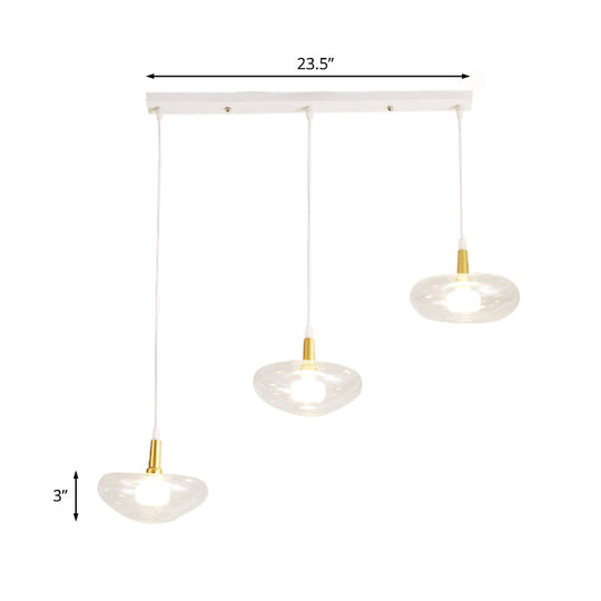 Vintage Oval Clear Glass Chandelier - Elegant Dining Room Pendant Lamp With 3 Bulbs And Stylish