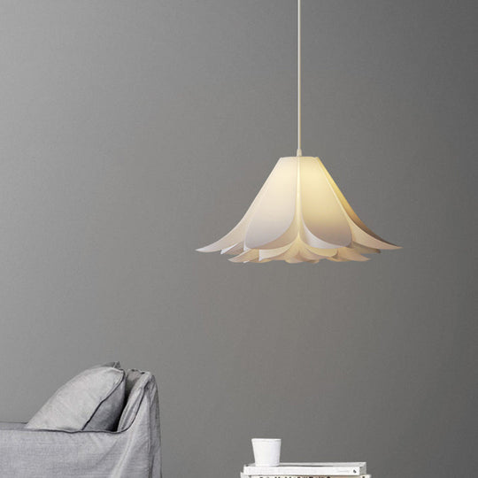 White Lily Shaped Pendant Lamp With Acrylic Shade - Modern Suspension Lighting