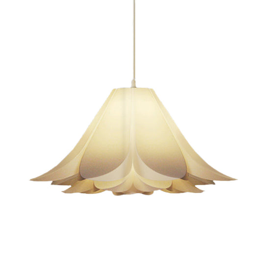 White Lily Shaped Pendant Lamp With Acrylic Shade - Modern Suspension Lighting