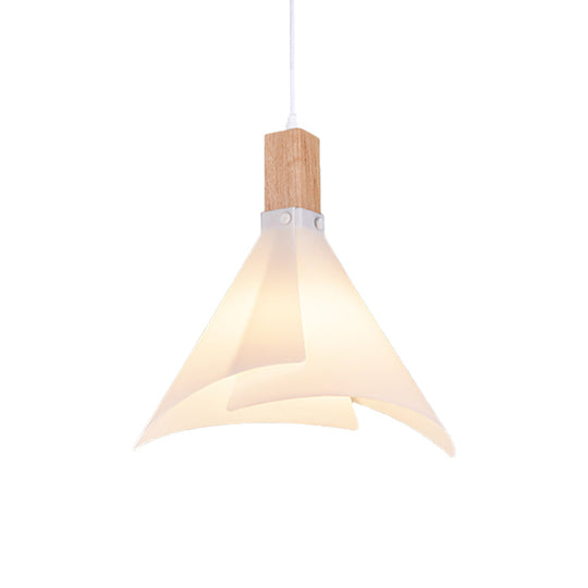 Contemporary Creative Cone Ceiling Lamp - Acrylic Pendant Light For Living Room With 1-Bulb White