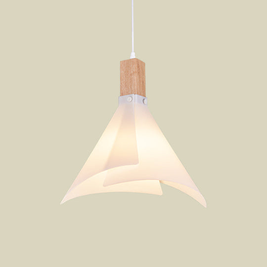 Contemporary Creative Cone Ceiling Lamp - Acrylic Pendant Light For Living Room With 1-Bulb White