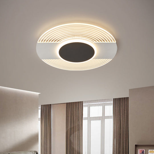 Contemporary Black Led Ceiling Flush Mount Light For Bedroom - Warm/White 9’/12’/18’ Wide / 9’ White