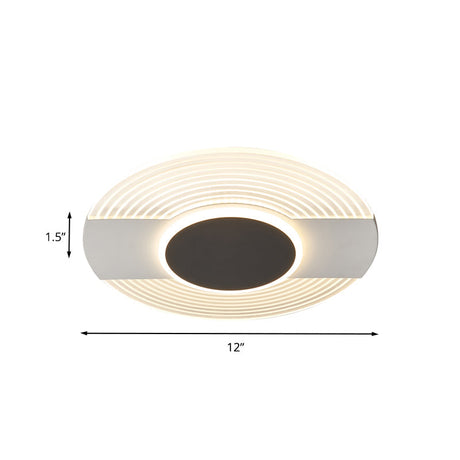 Contemporary Black Led Ceiling Flush Mount Light For Bedroom - Warm/White 9/12/18 Wide