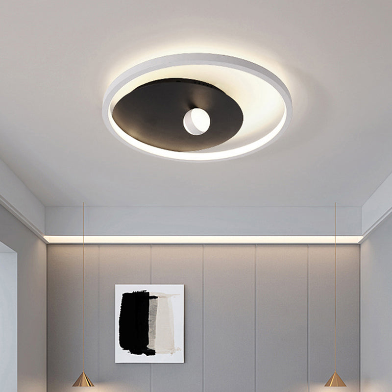 Modern Black And White Circle Acrylic Led Ceiling Light With Ball Design For Bedroom - Flush Mount