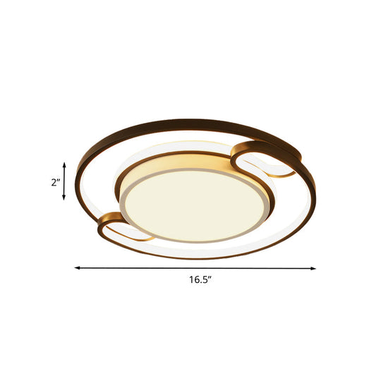 Modern Black Semi-Ring Led Flushmount For Bedroom 16/20.5 Wide Ceiling Mount Lighting