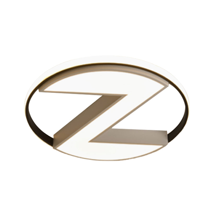 Contemporary Black And White Z - Shape Flush Mount Light Fixture - 18’/21.5’ Wide Metallic Led