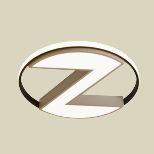 Contemporary Black And White Z-Shape Flush Mount Light Fixture - 18/21.5 Wide Metallic Led Lamp With