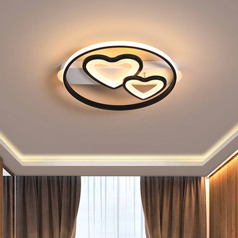Acrylic Loving Hearts Led Flush Mount Ceiling Lamp - Simplicity 18’/21.5’ Wide Gold/Black/White