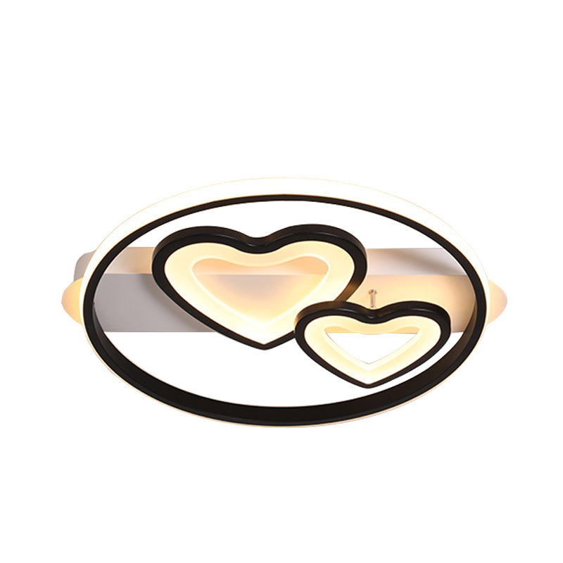 Acrylic Loving Hearts Led Flush Mount Ceiling Lamp - Simplicity 18’/21.5’ Wide Gold/Black/White