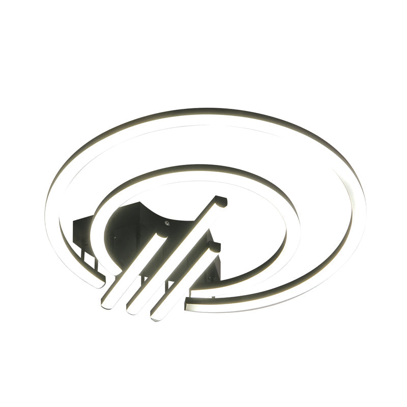 Contemporary Black Circular Led Flush Mount Ceiling Light 15/19.5 Wide Warm/White Acrylic Fixture